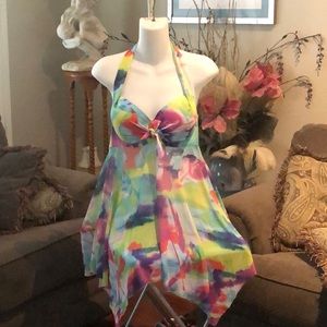 Halter Dress High/Low Hem Built in Bra Size Med